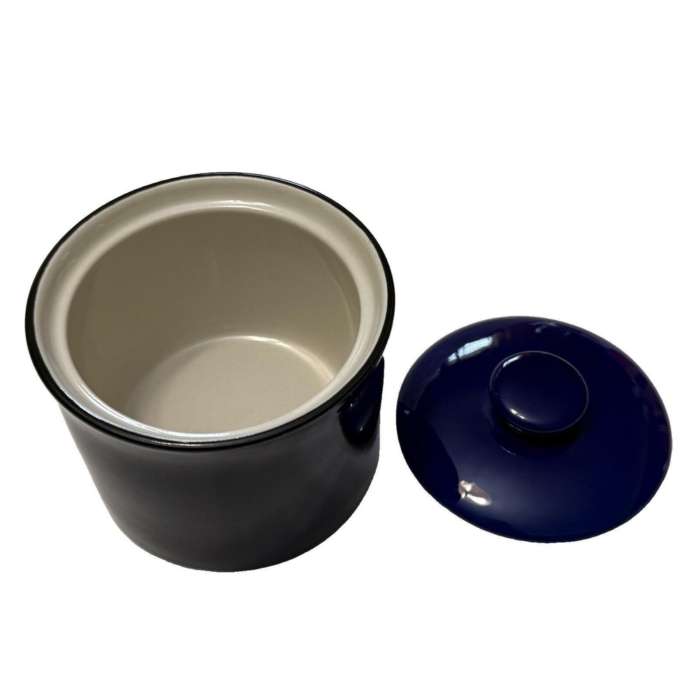 Gibson Sensations II Cobalt Blue Stoneware Canister Jar w Lid Kitchen Storage - Picture 6 of 10